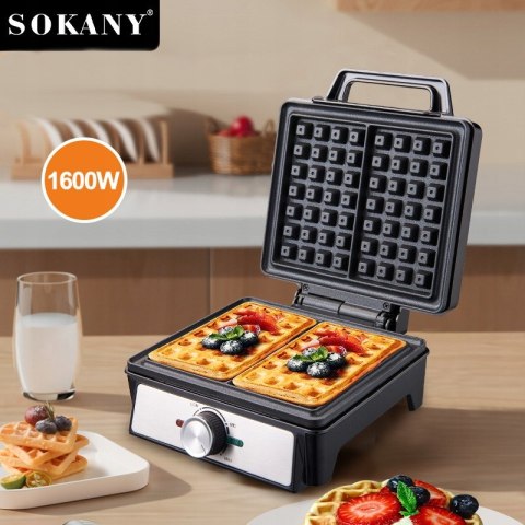 Gofrownica 2 Duże Gofry Płynna Regulacja Temperatury 1600W Nieprzywierająca