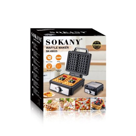 Gofrownica 2 Duże Gofry Płynna Regulacja Temperatury 1600W Nieprzywierająca