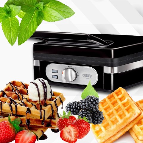 Gofrownica 2 Duże Gofry Regulacja Temp Moc 2000 W Czarna Chrupiące Gofry