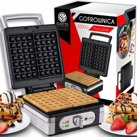 Gofrownica 2000W Xxl 2 Gofry Z Regulacją Temperatury Puszyste Gofry Solidna