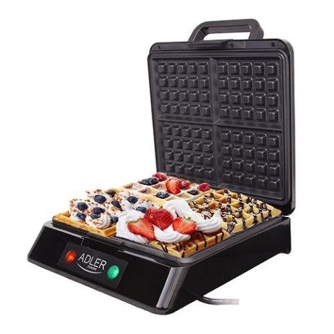 Gofrownica Adler Ad 3036 4 Gofry 1500W Lampki Duża Mocna Czarna
