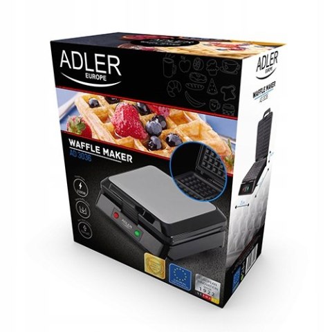 Gofrownica Adler Ad 3036 4 Gofry 1500W Lampki Duża Mocna Czarna