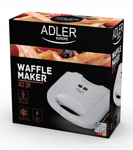 Gofrownica Adler Ad 311, 700W, Biała, Z Lampką, Mocna I Nowoczesna