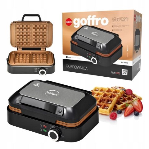 Gofrownica Eldom Solidna 2 Duże Gofry Super Moc 2000W Ceramiczna Powłoka