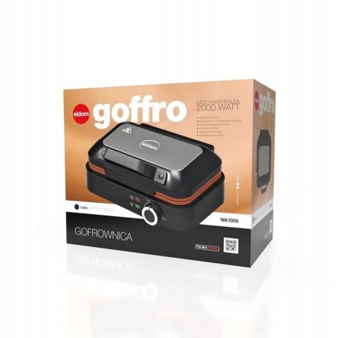 Gofrownica Eldom Solidna 2 Duże Gofry Super Moc 2000W Ceramiczna Powłoka