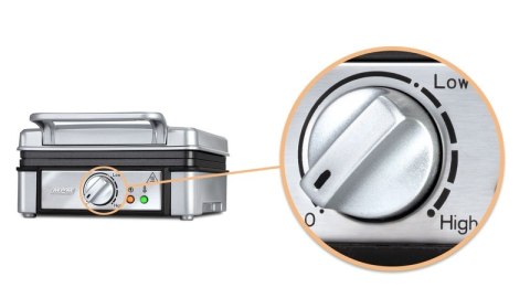 Gofrownica Mpm Duża Moc 1400W 2 Gofry Non-Stick Srebrna Wydajna Mocna