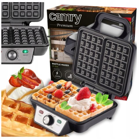 Gofrownica Na 2 Duże Gofry 1600W Płynna Regulacja Temperatury °C Non-Stick