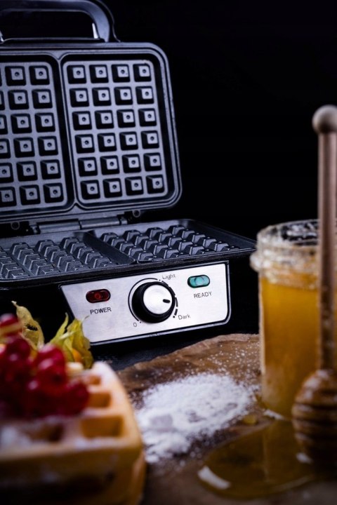 Gofrownica Na 2 Duże Gofry 1600W Płynna Regulacja Temperatury °C Non-Stick