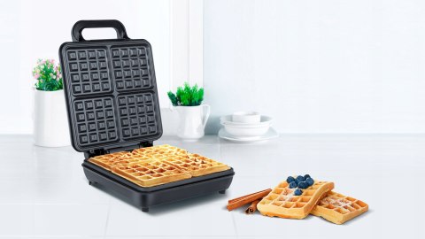 Gofrownica Teesa 4 Chrupiące Gofry 1100W Duża Czarny Z Lampkami