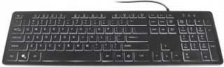 Klawiatura Biurowa Do Biura Podświetlana Led Low Profile Slim Cicha Czarna
