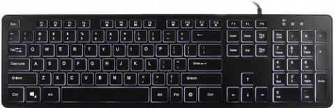 Klawiatura Biurowa Do Biura Podświetlana Led Low Profile Slim Cicha Czarna