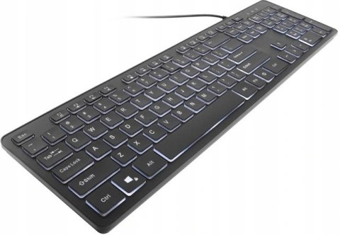 Klawiatura Biurowa Do Biura Podświetlana Led Low Profile Slim Cicha Czarna