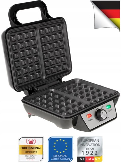 Metalowa Gofrownica 2 Chrupiące Gofry Xl Głębokie Płyty Reg Temp Duża Moc