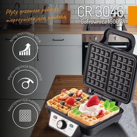 Metalowa Gofrownica 2 Chrupiące Gofry Xl Głębokie Płyty Reg Temp Duża Moc