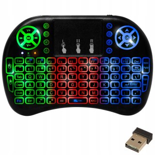 Mini Bezprzewodowa Klawiatura Qwerty Z Touchpadem I Rgb Podświetleniem