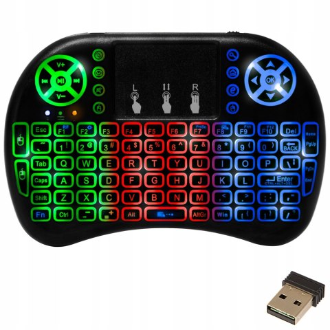 Mini Bezprzewodowa Klawiatura Qwerty Z Touchpadem I Rgb Podświetleniem