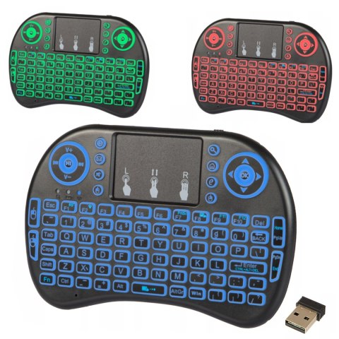 Mini Bezprzewodowa Klawiatura Qwerty Z Touchpadem I Rgb Podświetleniem