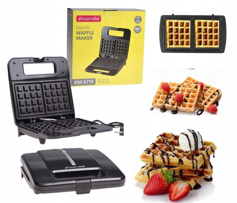 Opiekacz Do Gofrów Gofrownica Mocna Chrupiące Gofry Kamille 800W