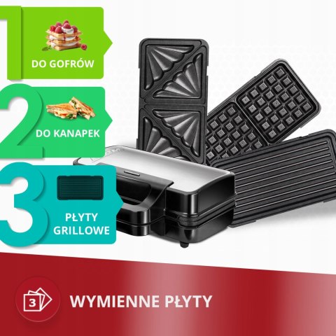 Opiekacz Do Kanapek 3W1 Gofrownica Grill Mpm Mop-43M Mocny Wielofunkcyjny