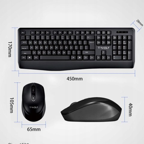 T-Wolf Tf100 Klawiatura Membranowa Bezprzewodowa Wireless Bt + Mysz Myszka