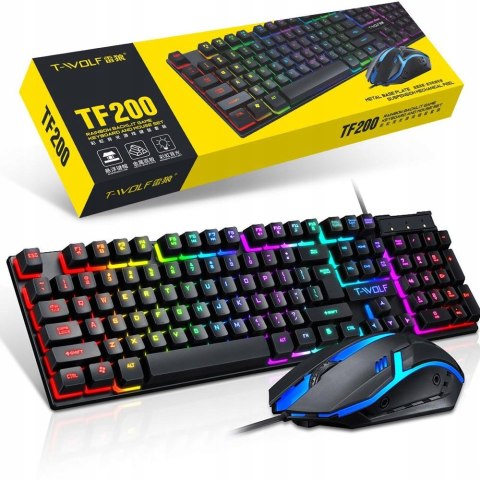 Zestaw Klawiatura Gamingowa Hybrydowa Podświetlana Rgb + Mysz Myszka