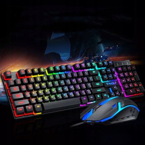 Zestaw Klawiatura Gamingowa Hybrydowa Podświetlana Rgb + Mysz Myszka