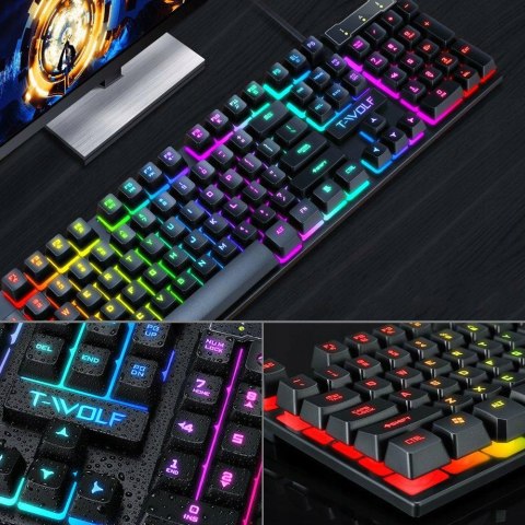 Zestaw Klawiatura Gamingowa Hybrydowa Podświetlana Rgb + Mysz Myszka