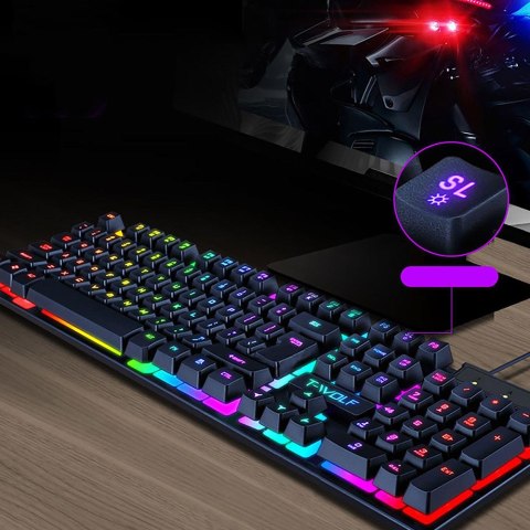 Zestaw Klawiatura Gamingowa Hybrydowa Podświetlana Rgb + Mysz Myszka