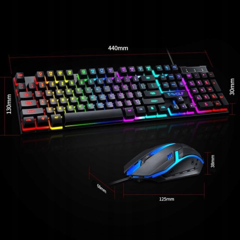 Zestaw Klawiatura Gamingowa Hybrydowa Podświetlana Rgb + Mysz Myszka