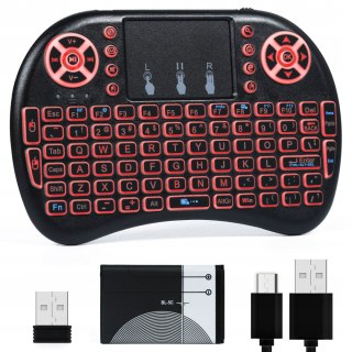 Bezprzewodowa Klawiatura Led Z Touchpadem Do Pc I Smart Tv, Czarna