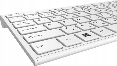 Bezprzewodowa Klawiatura Slim Low Akumulator Metal Biała Wskaźniki Led