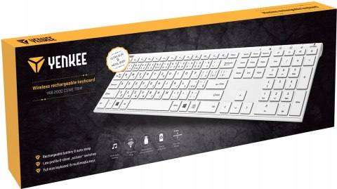 Bezprzewodowa Klawiatura Slim Low Akumulator Metal Biała Wskaźniki Led