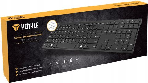 Bezprzewodowa Klawiatura Slim Low Akumulator Metal Czarna Mocna