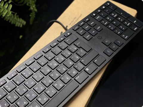 Hp Pro!| Cicha Biurowa Klawiatura Usb| Układ Pl /Us + Cyrylica |Czarna Slim