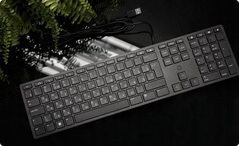 Hp Pro!| Cicha Biurowa Klawiatura Usb| Układ Pl /Us + Cyrylica |Czarna Slim
