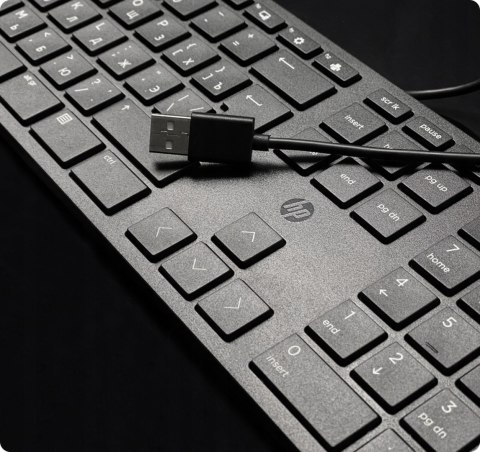 Hp Pro!| Cicha Biurowa Klawiatura Usb| Układ Pl /Us + Cyrylica |Czarna Slim