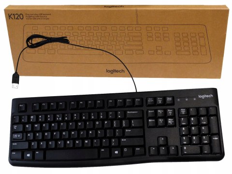 Logitech K120 Czarna Przewodowa Usb 920-002479 Do Biura Komputera Biznesowa