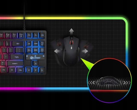 Podkładka Pod Myszkę Klawiaturę Gamingowa Rgb 30X80cm Duża Podświetlana Xxl