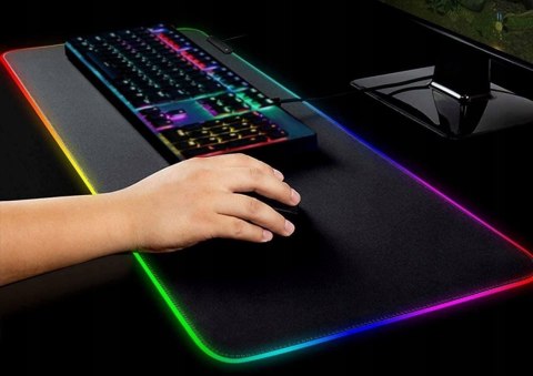 Podkładka Pod Myszkę Klawiaturę Gamingowa Rgb 30X80cm Duża Podświetlana Xxl