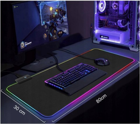 Podkładka Pod Myszkę Klawiaturę Gamingowa Rgb 30X80cm Duża Podświetlana Xxl