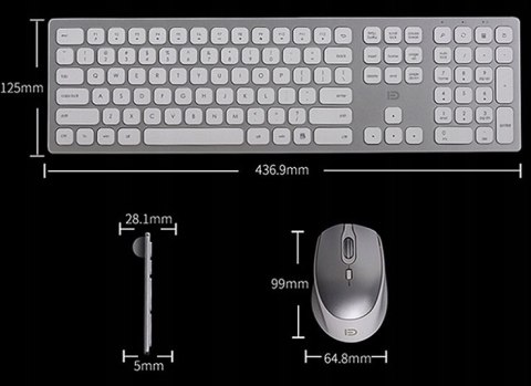 Zestaw Bezprzewodowa Metalowa Klawiatura Nożycowa + Myszka Mysz Usb Ik8900
