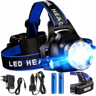 Latarka Czołowa Czołówka Lampka 1 Led Fukcja Zoom Z Ładowarkami Regulowana