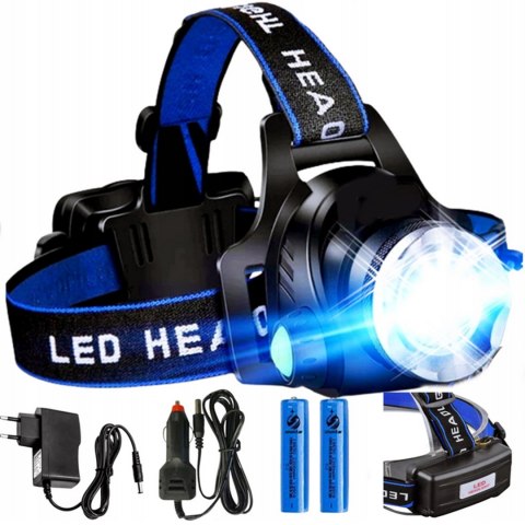 Latarka Czołowa Czołówka Lampka 1 Led Fukcja Zoom Z Ładowarkami Regulowana