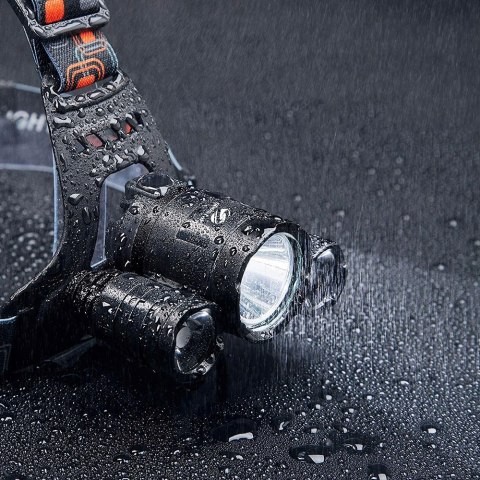 Latarka Czołowa Czołówka Led Mocna Lampka + Kabel Mocna Czarna