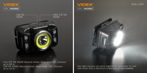 Latarka Czołowa Led 5W+Cob Ip65 5000K 410Lm Micro Usb Czołówka