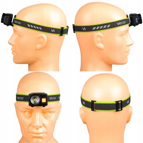 Latarka Czołowa Led Czołówka Akumulatorowa Mocna Zoom Usb C 500Lm Pro Vayox