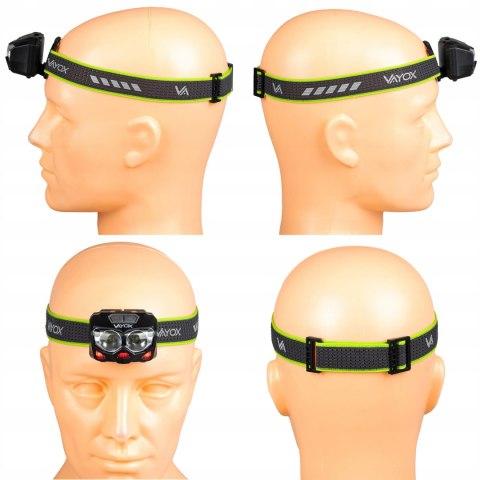 Latarka Czołowa Led Lampa Czołówka Akumulator Czujnik Ruchu Usb-C Pro Vayox