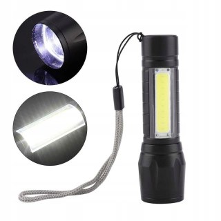Latarka Kieszonkowa Led Cob Xpe Usb Aluminiowa Czarna Mocna Do Domu Auta I Warsztatu