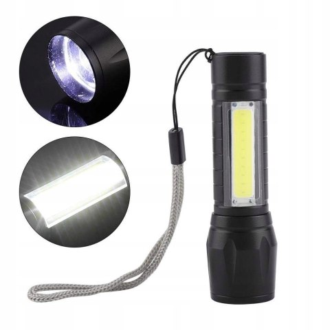 Latarka Kieszonkowa Led Cob Xpe Usb Aluminiowa Czarna Mocna Do Domu Auta I Warsztatu