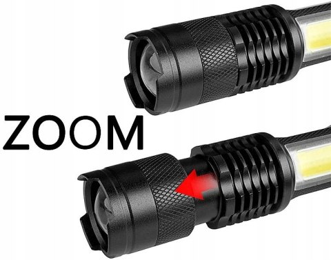 Latarka Kieszonkowa Led Cob Xpe Usb Aluminiowa Czarna Mocna Do Domu Auta I Warsztatu